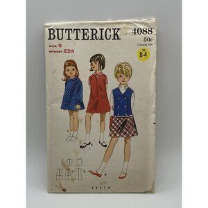 Butterick Child's Wrap Dress Blouse Jumper Size 5 Sewing Pattern 4088 Vintage